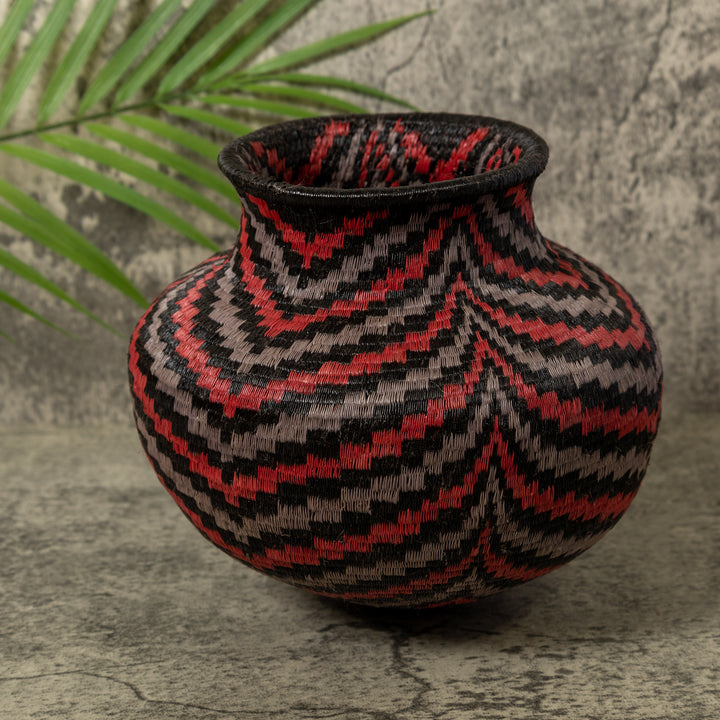 Black Red And Gray Angry Waves Rainforest Basket