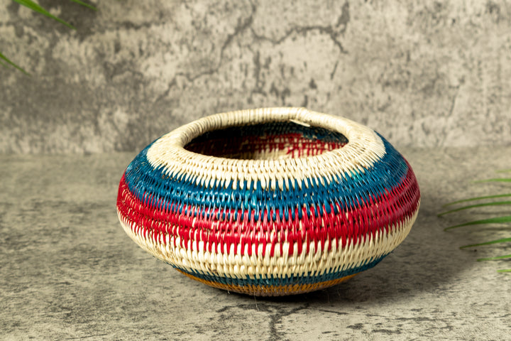 Rainbow Colors Woven Basket With Top