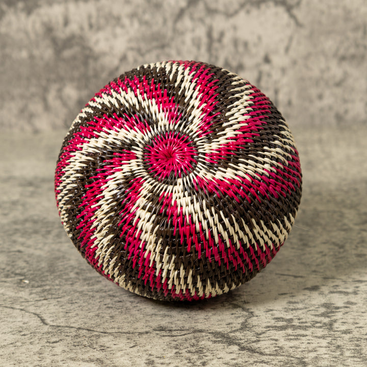 Black Red And White Spiral Rainforest Basket With Top