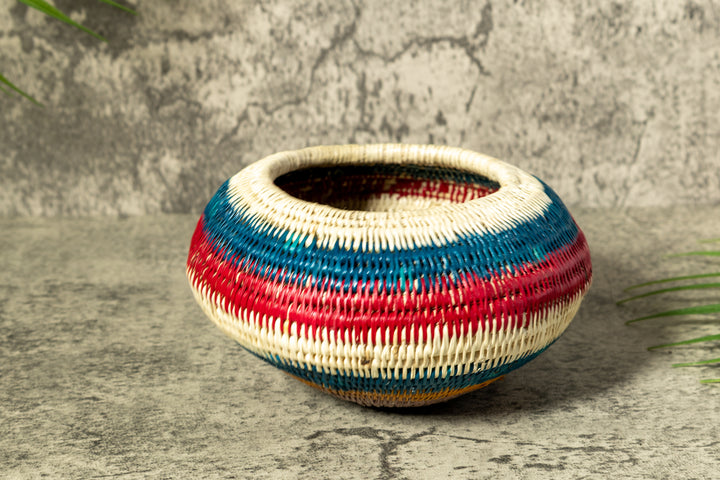 Rainbow Colors Woven Basket With Top