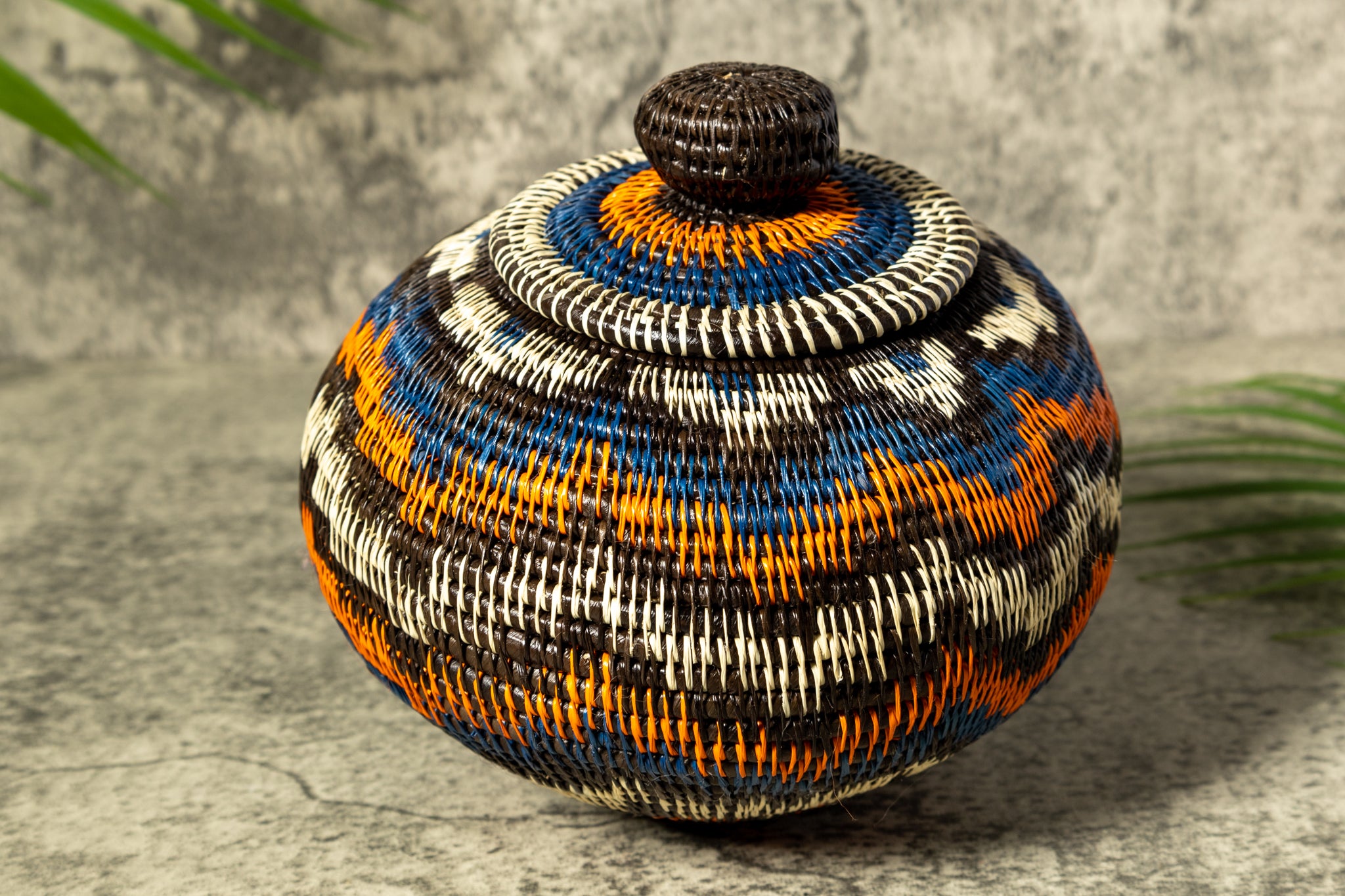 Orange Forest Fusion Woven Basket With Top