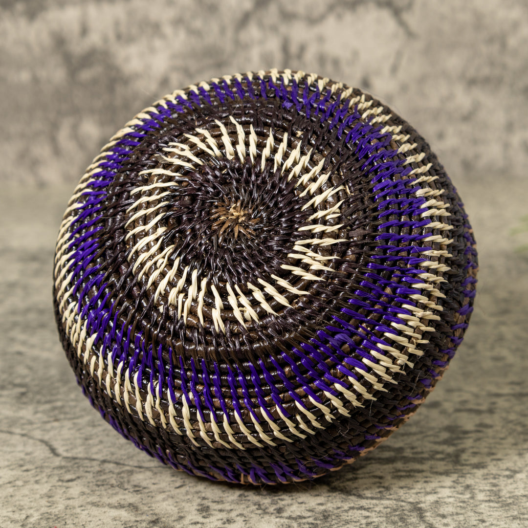 Brown Tan And Purple Rainforest Basket With Top