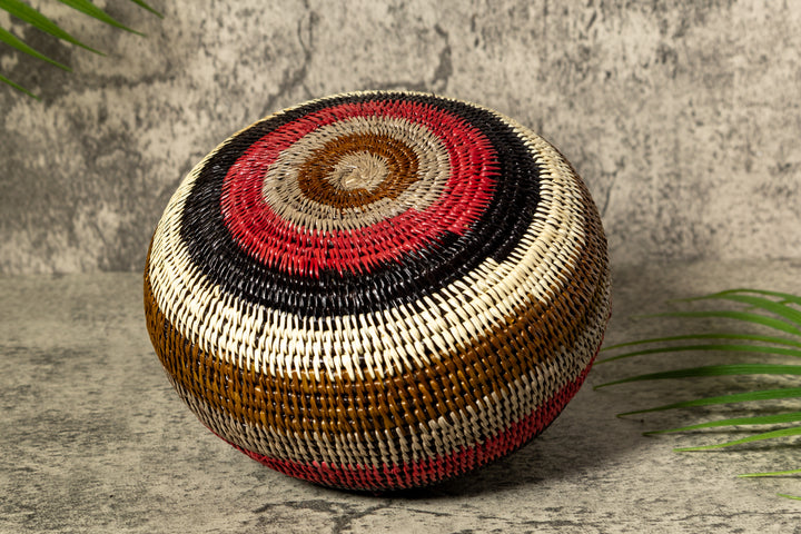 Jungle Rhythm Woven Basket With Top