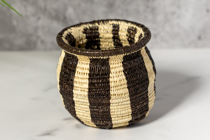 Small Black And White Stripe Rainforest Basket