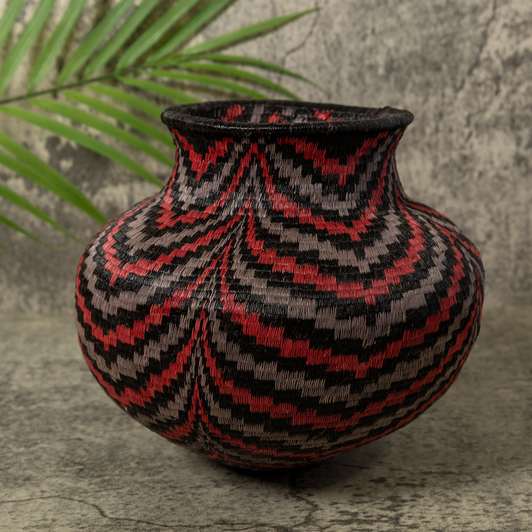 Black Red And Gray Angry Waves Rainforest Basket