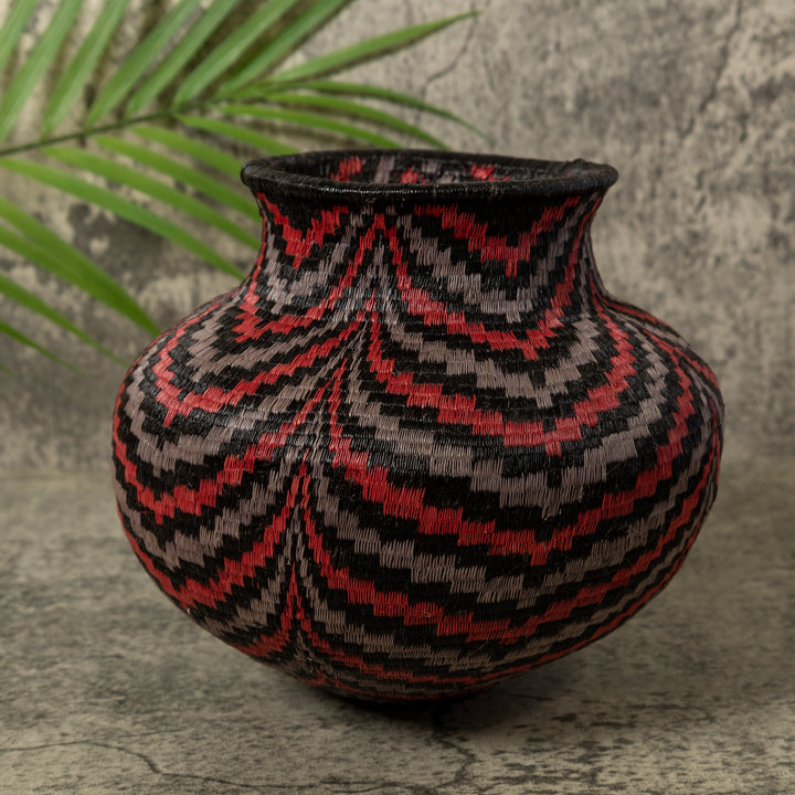 Black Red And Gray Angry Waves Rainforest Basket