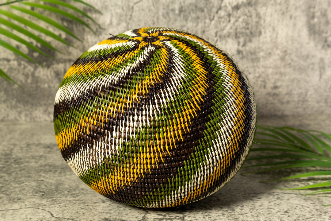Jungle Rhapsody Woven Basket With Top