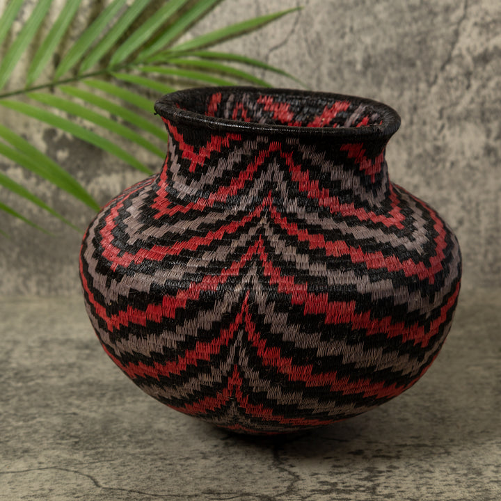 Black Red And Gray Angry Waves Rainforest Basket
