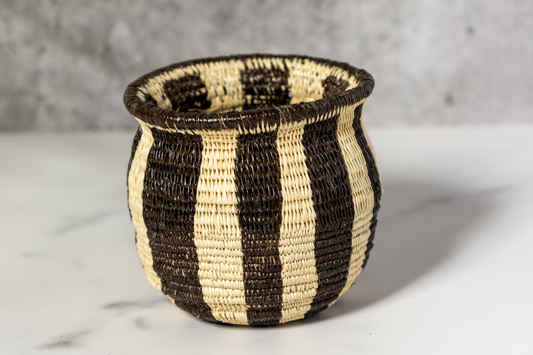 Small Black And White Stripe Rainforest Basket