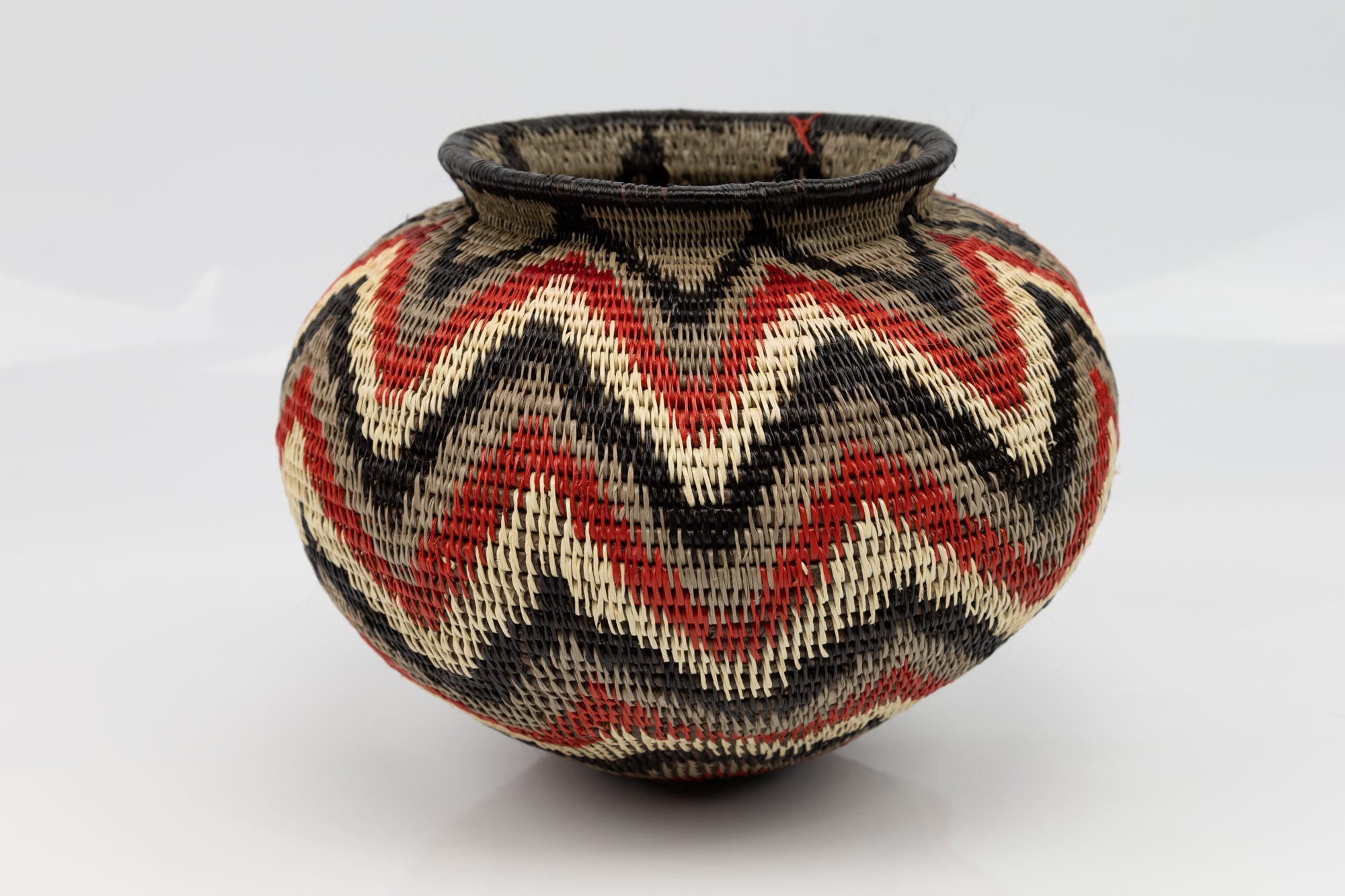 Black Gray and Red Woven Basket