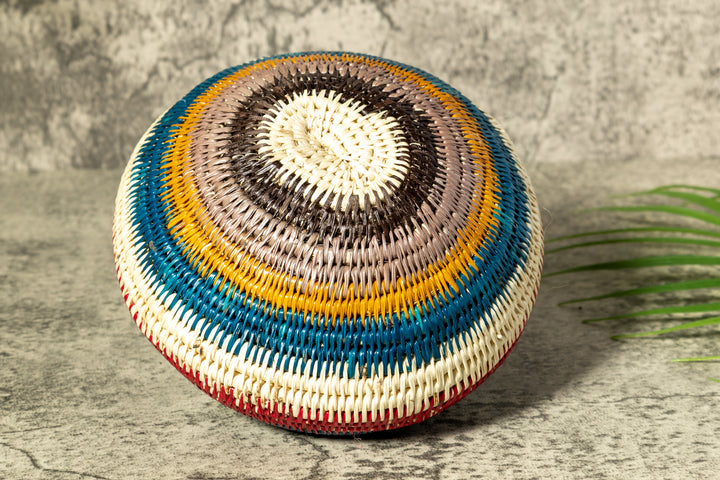 Rainbow Colors Woven Basket With Top