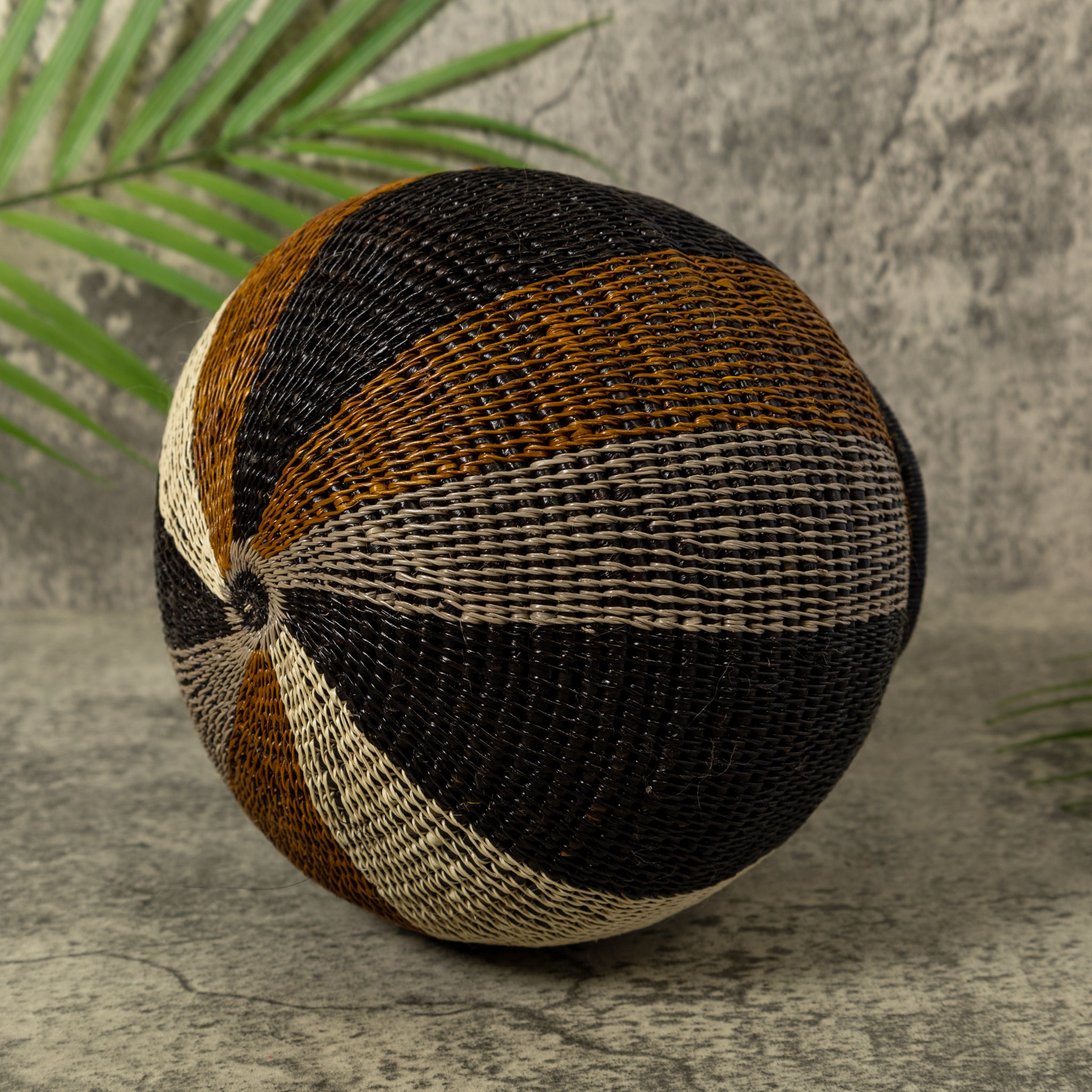 Black Gray Brown And White Stripe Rainforest Basket