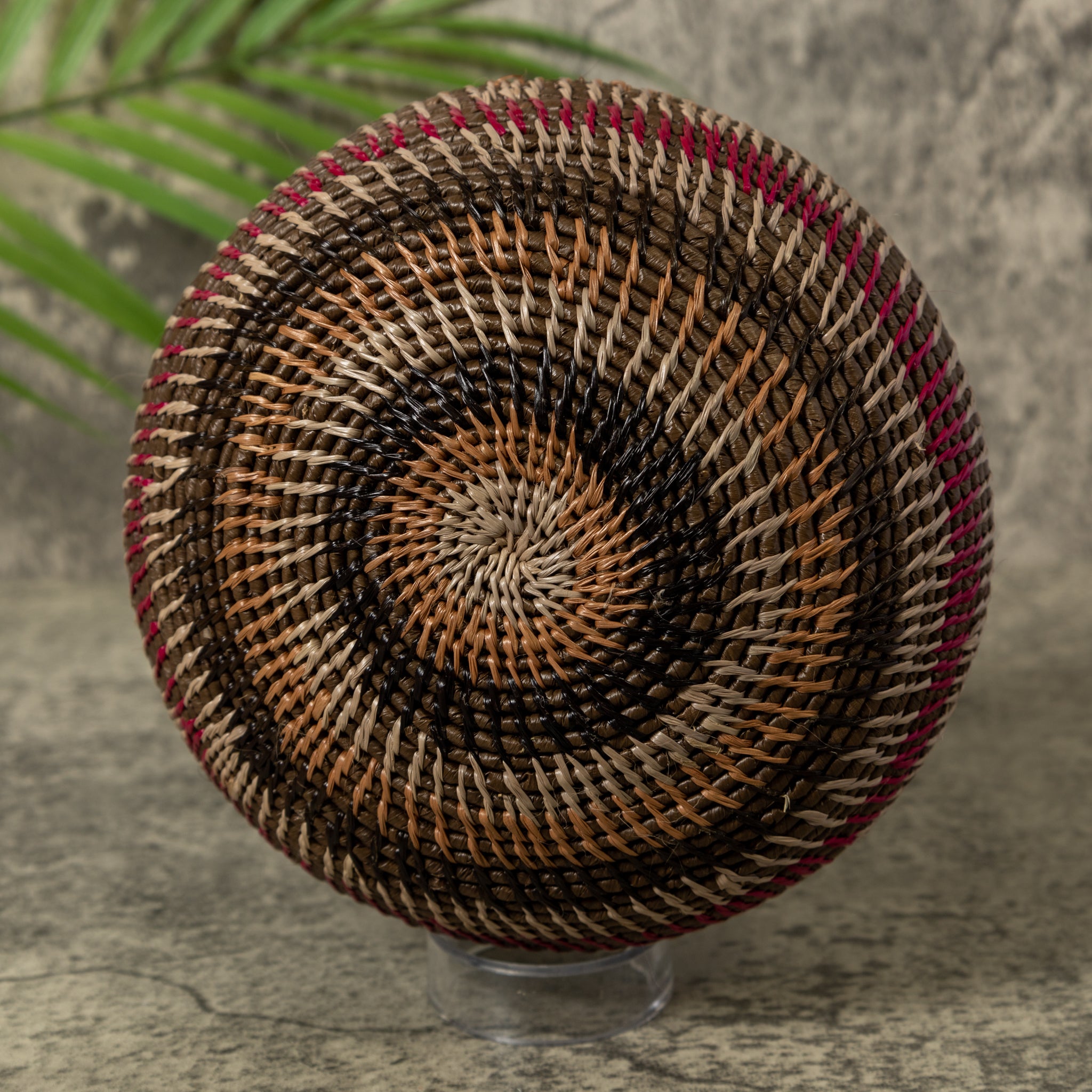 Red Gold Brown And White Rainforest Basket With Top