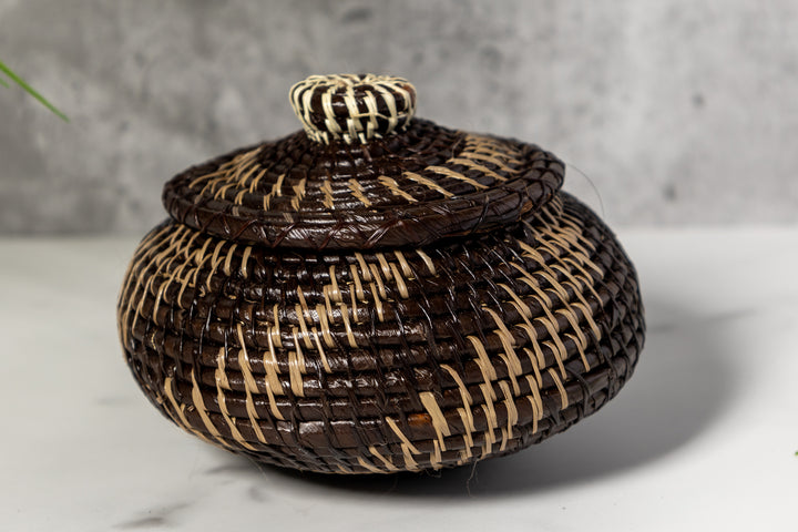 Small Black And Mauve Rainforest Basket With Top