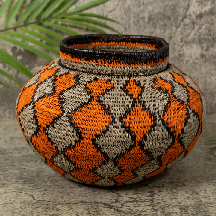 Orange And Gray Diamond Rainforest Basket