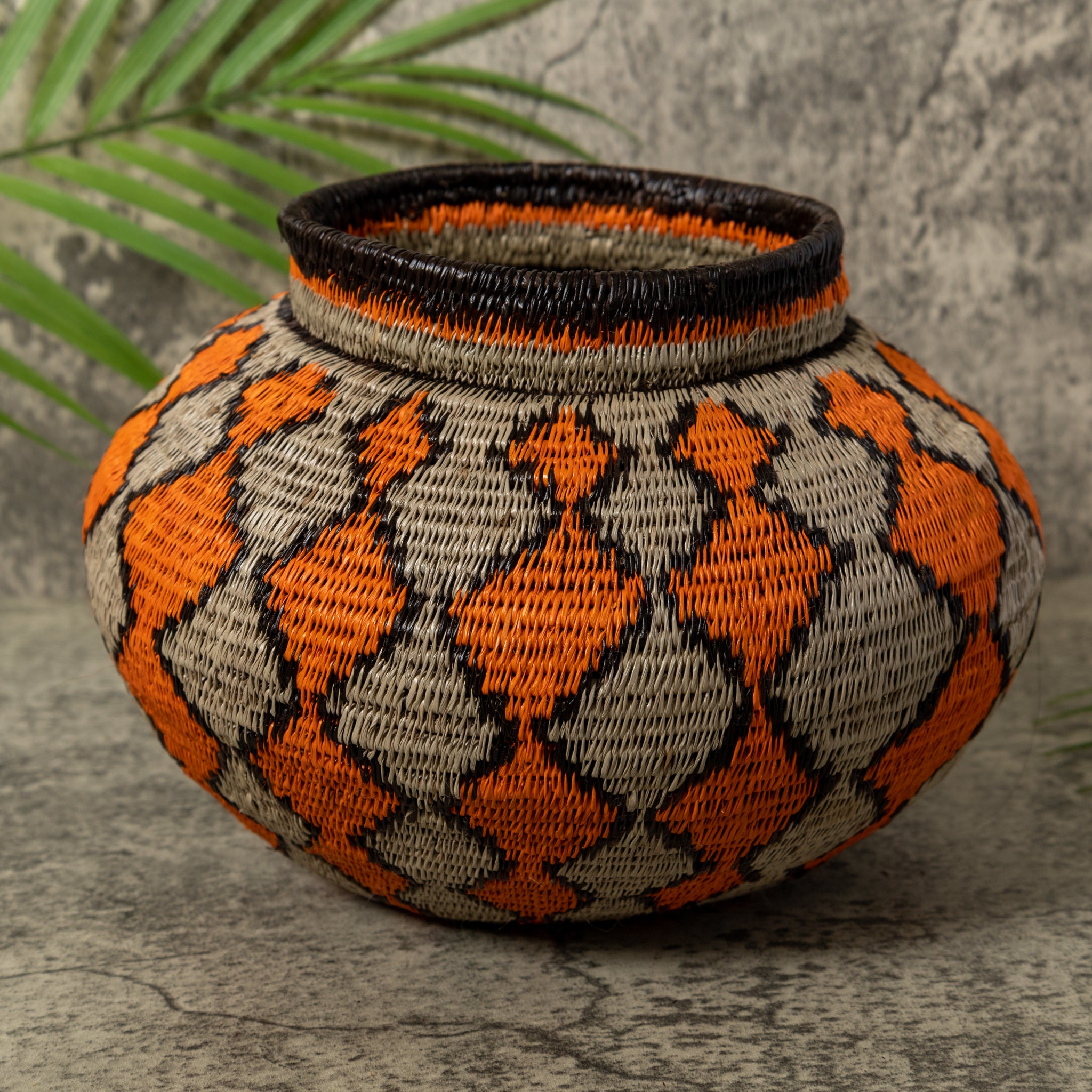 Orange And Gray Diamond Rainforest Basket