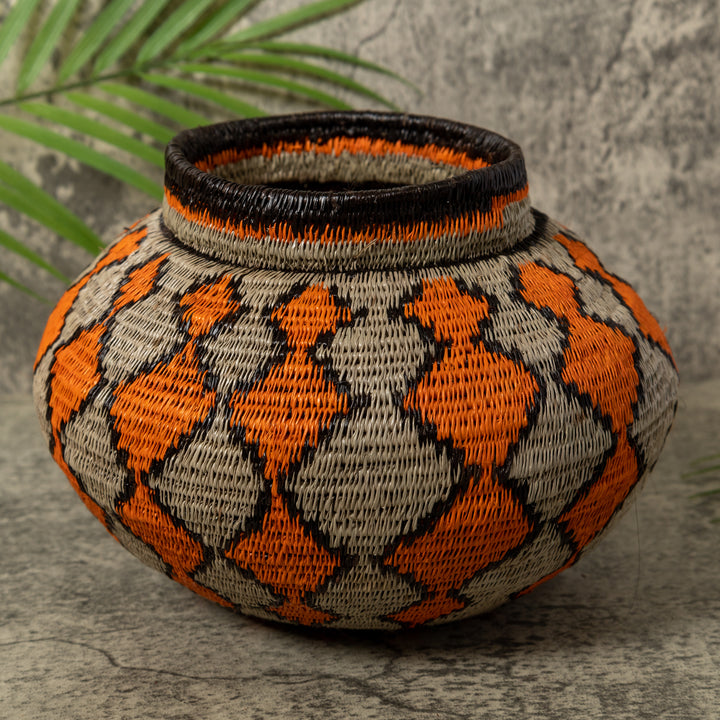 Orange And Gray Diamond Rainforest Basket