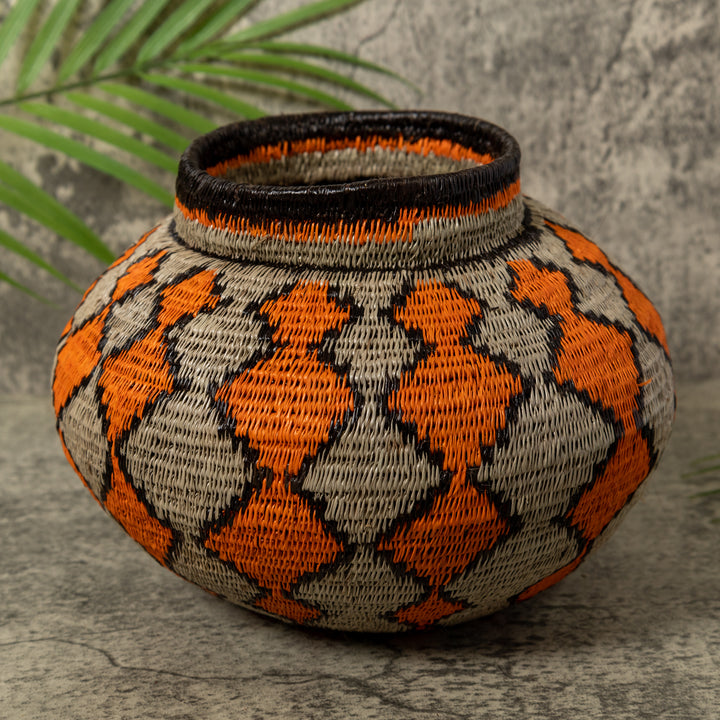 Orange And Gray Diamond Rainforest Basket