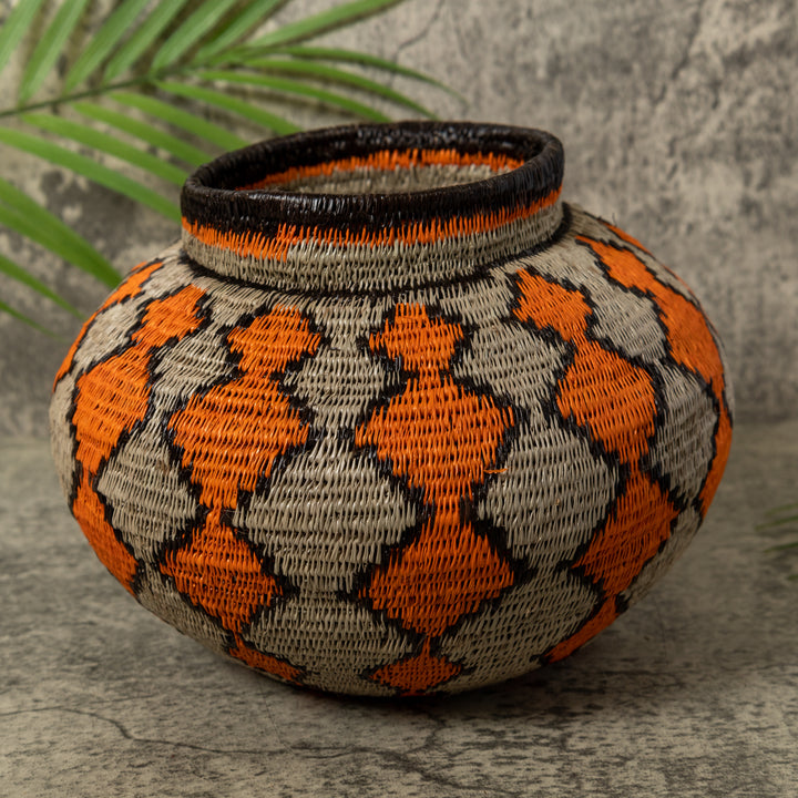 Orange And Gray Diamond Rainforest Basket