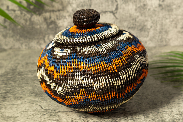 Orange Forest Fusion Woven Basket With Top