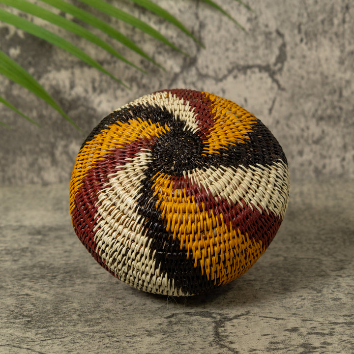 Red Black Gold And White Rainforest Basket With Top