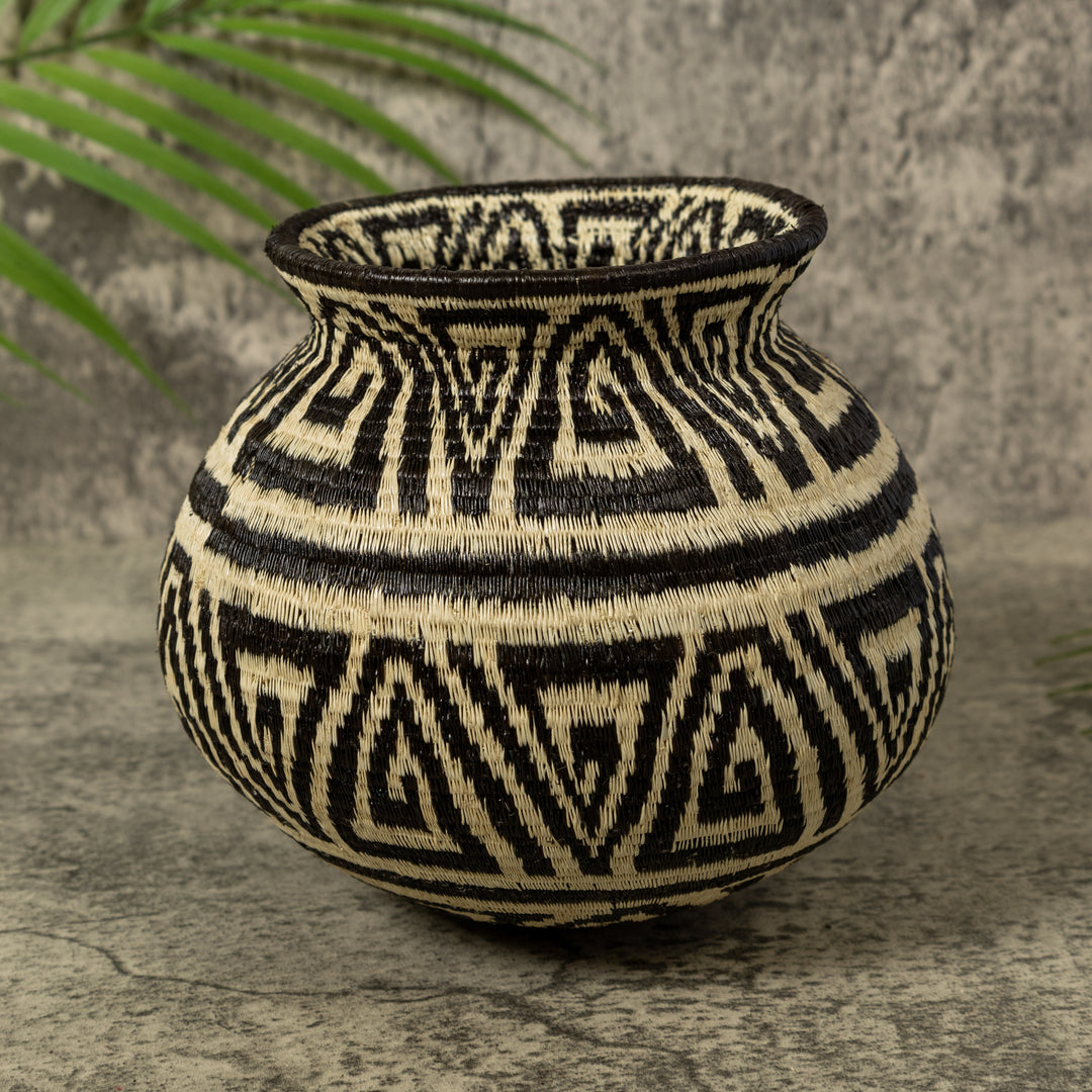 Black And White Greek Key Jungle Rainforest Basket