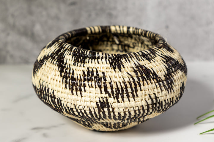 Small Black And White Rainforest Basket With Top