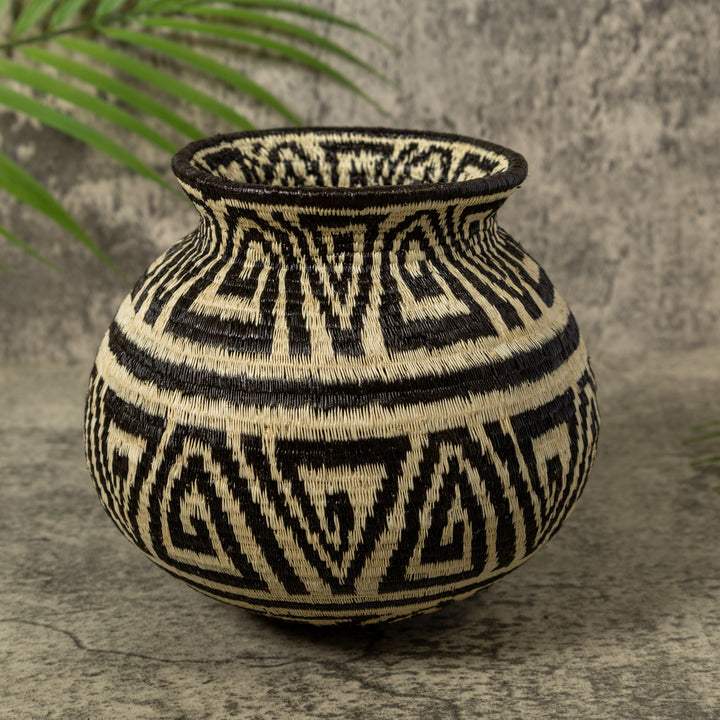 Black And White Greek Key Jungle Rainforest Basket