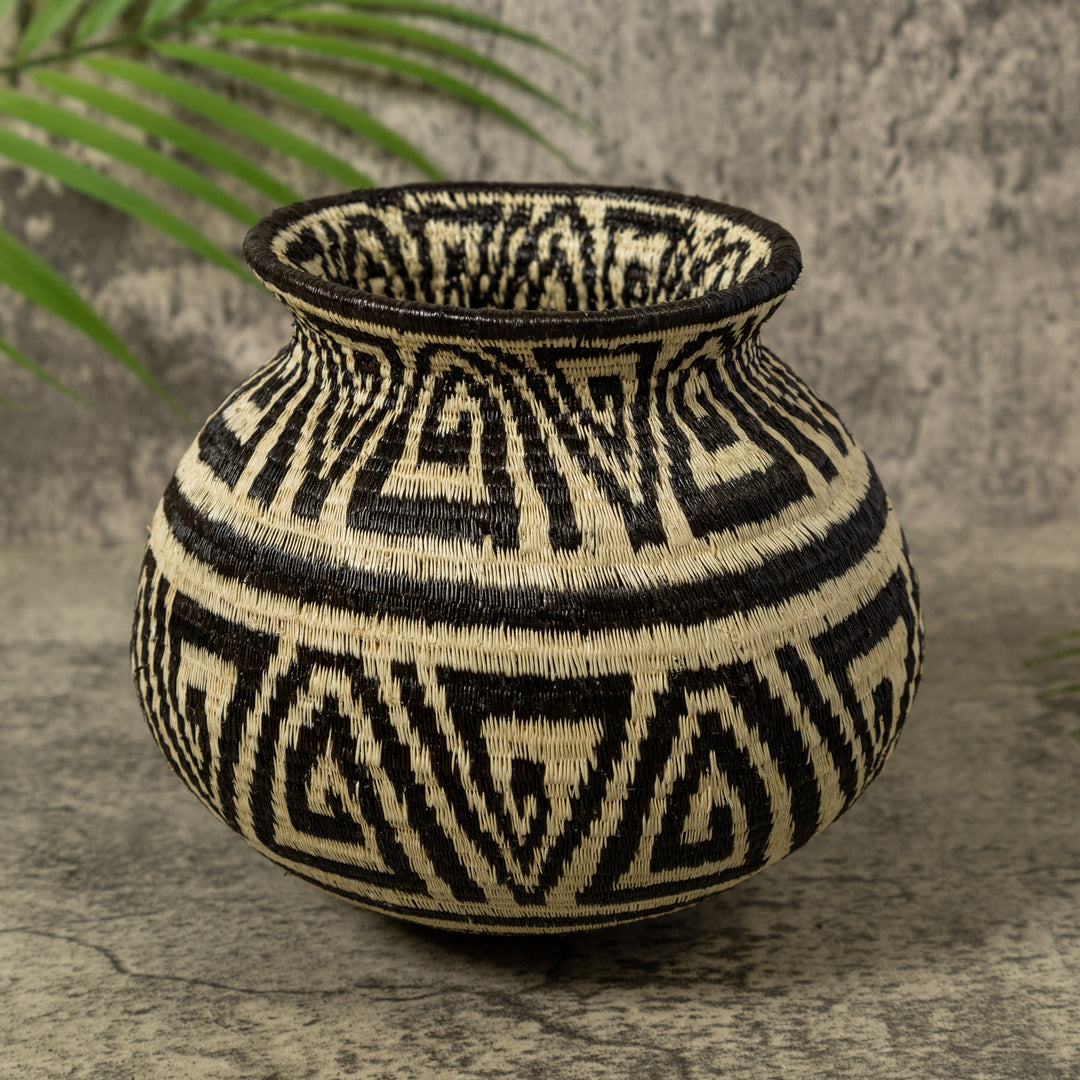 Black And White Greek Key Jungle Rainforest Basket