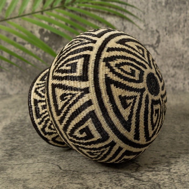 Black And White Greek Key Jungle Rainforest Basket