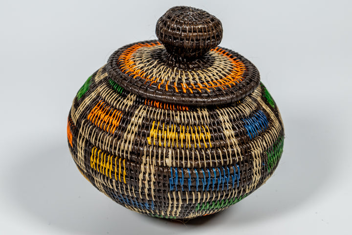 Multi-Color Jungle Notes Rainforest Basket With Top