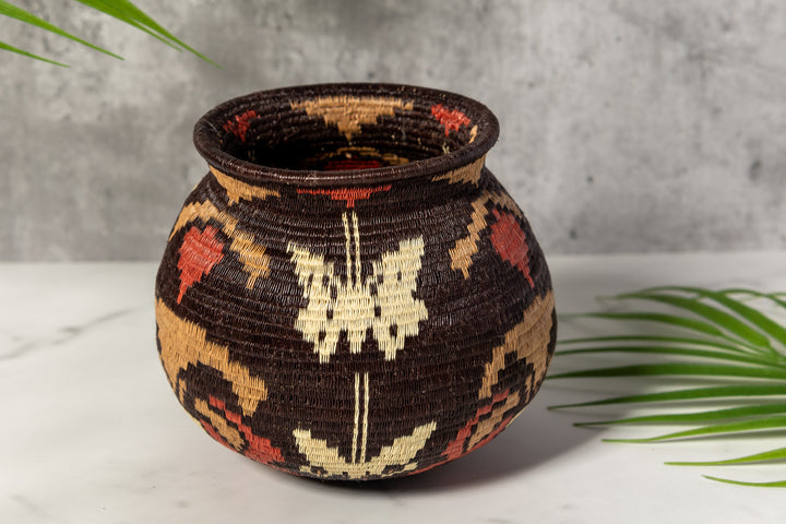 Extraordinary Butterfly And Floral Woven Basket