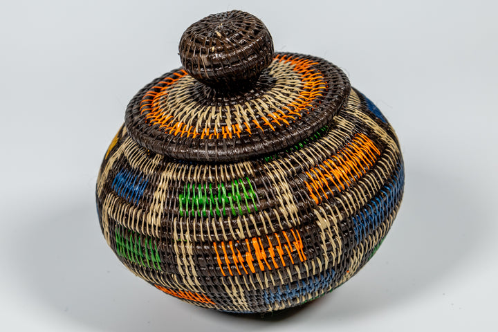 Multi-Color Jungle Notes Rainforest Basket With Top