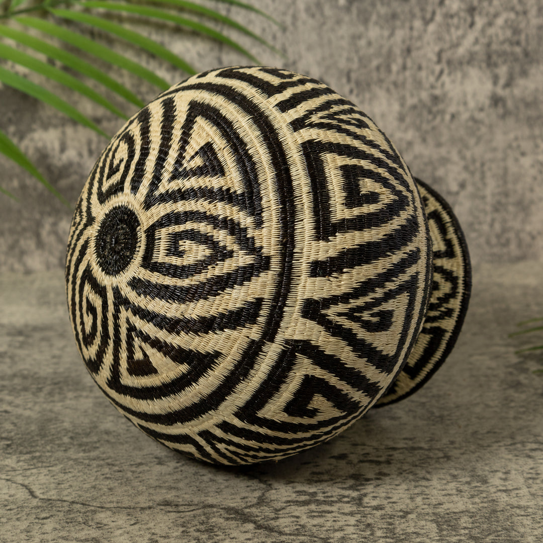 Black And White Greek Key Jungle Rainforest Basket