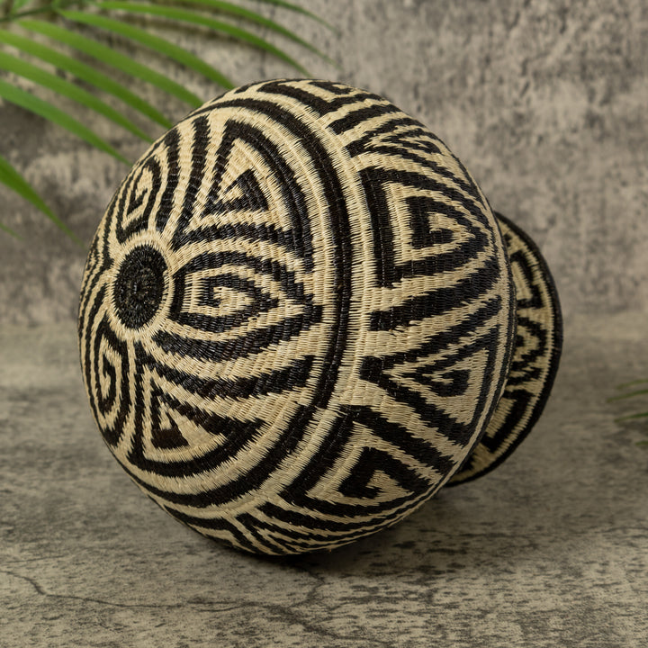 Black And White Greek Key Jungle Rainforest Basket