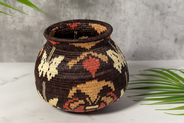 Extraordinary Butterfly And Floral Woven Basket