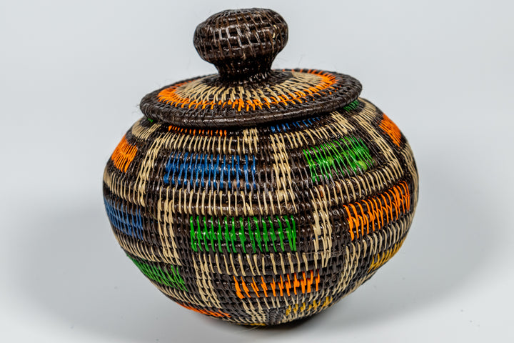 Multi-Color Jungle Notes Rainforest Basket With Top