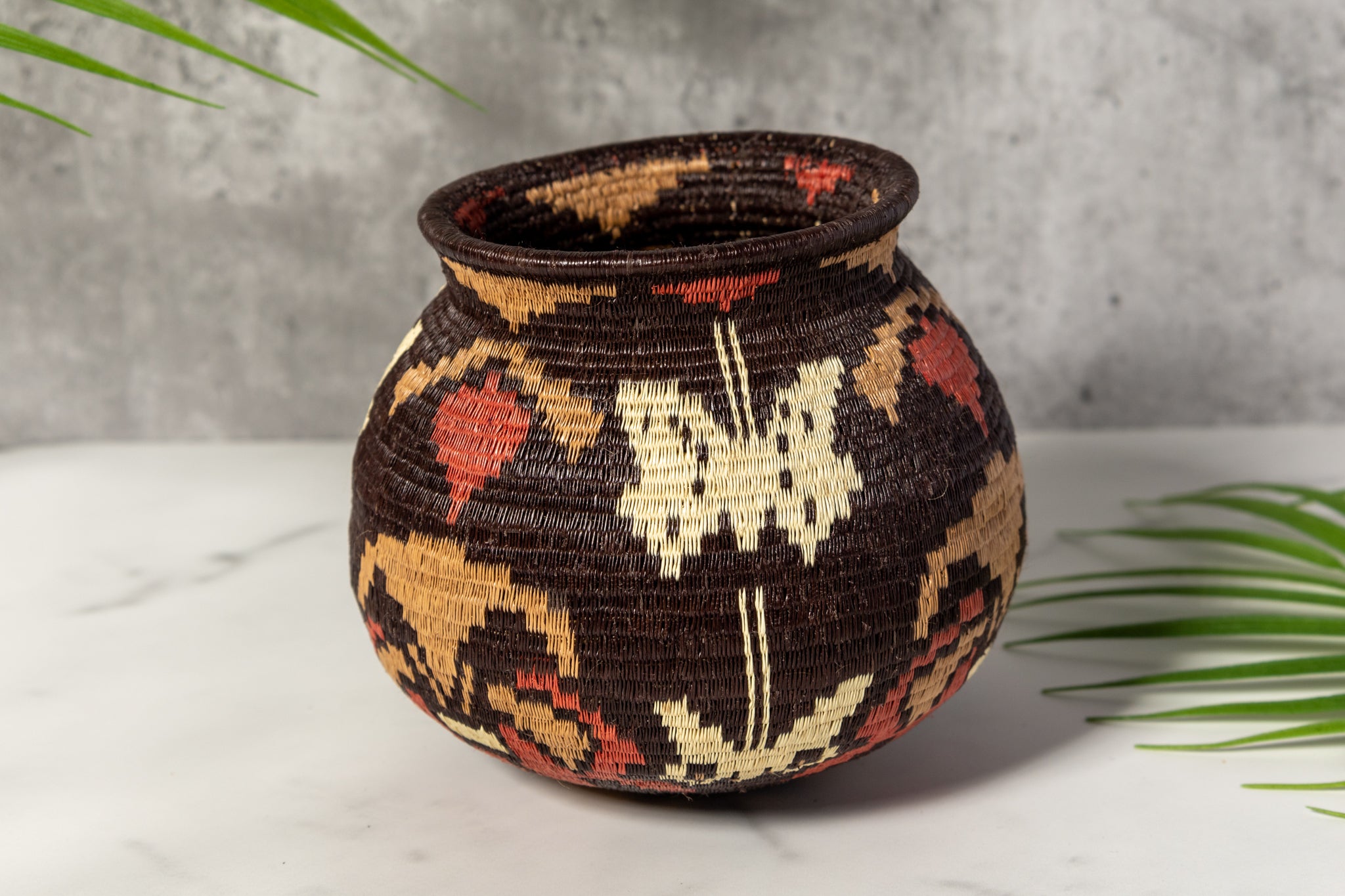 Extraordinary Butterfly And Floral Woven Basket