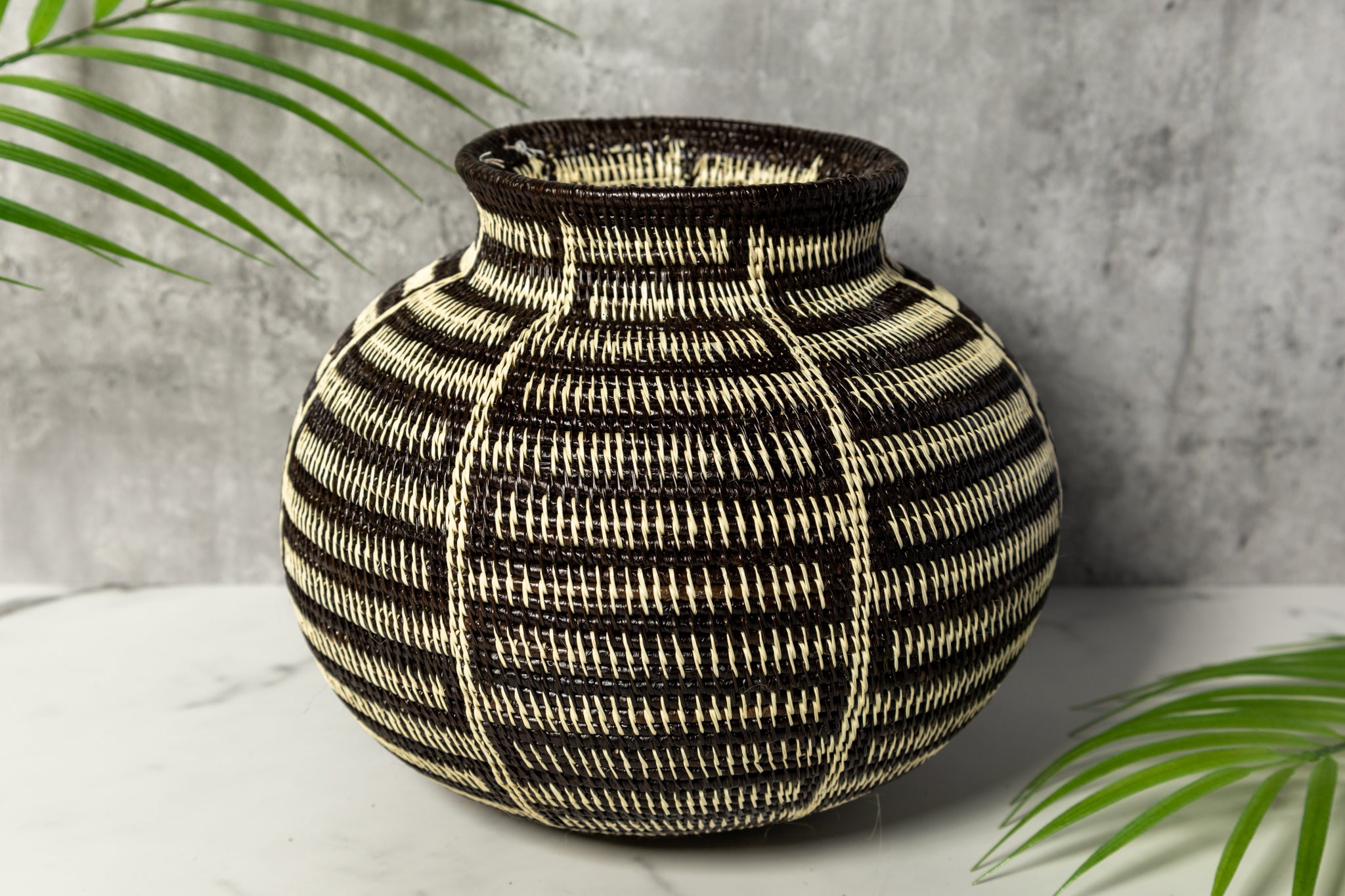 Extraordinary Black And White Woven Basket