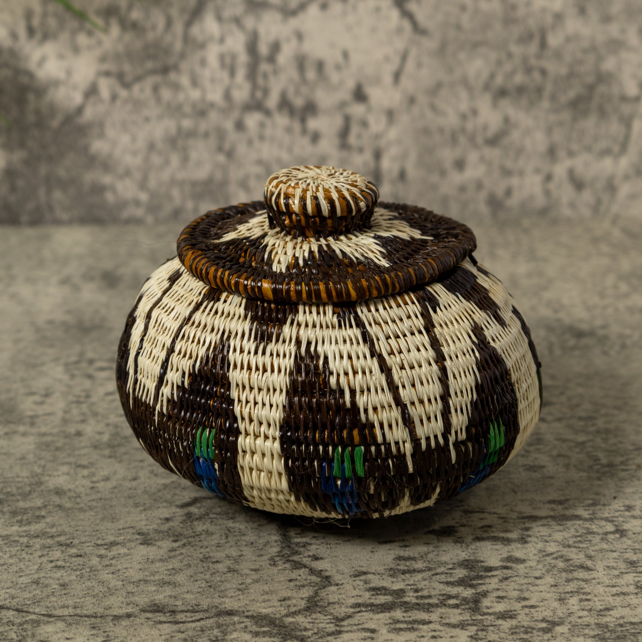 White Brown And Green Rainforest Basket With Top