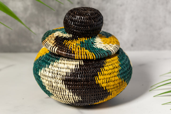Green Rainforest Whispers Basket With Top