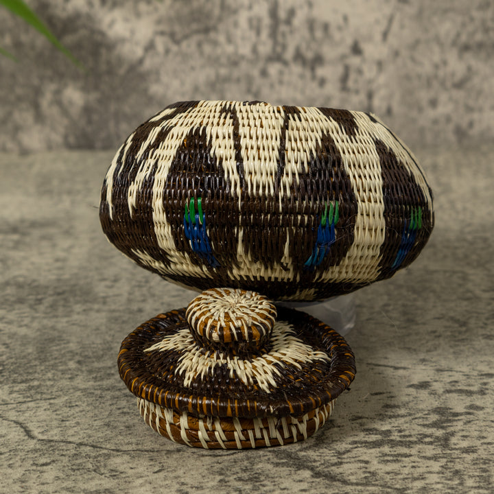 White Brown And Green Rainforest Basket With Top