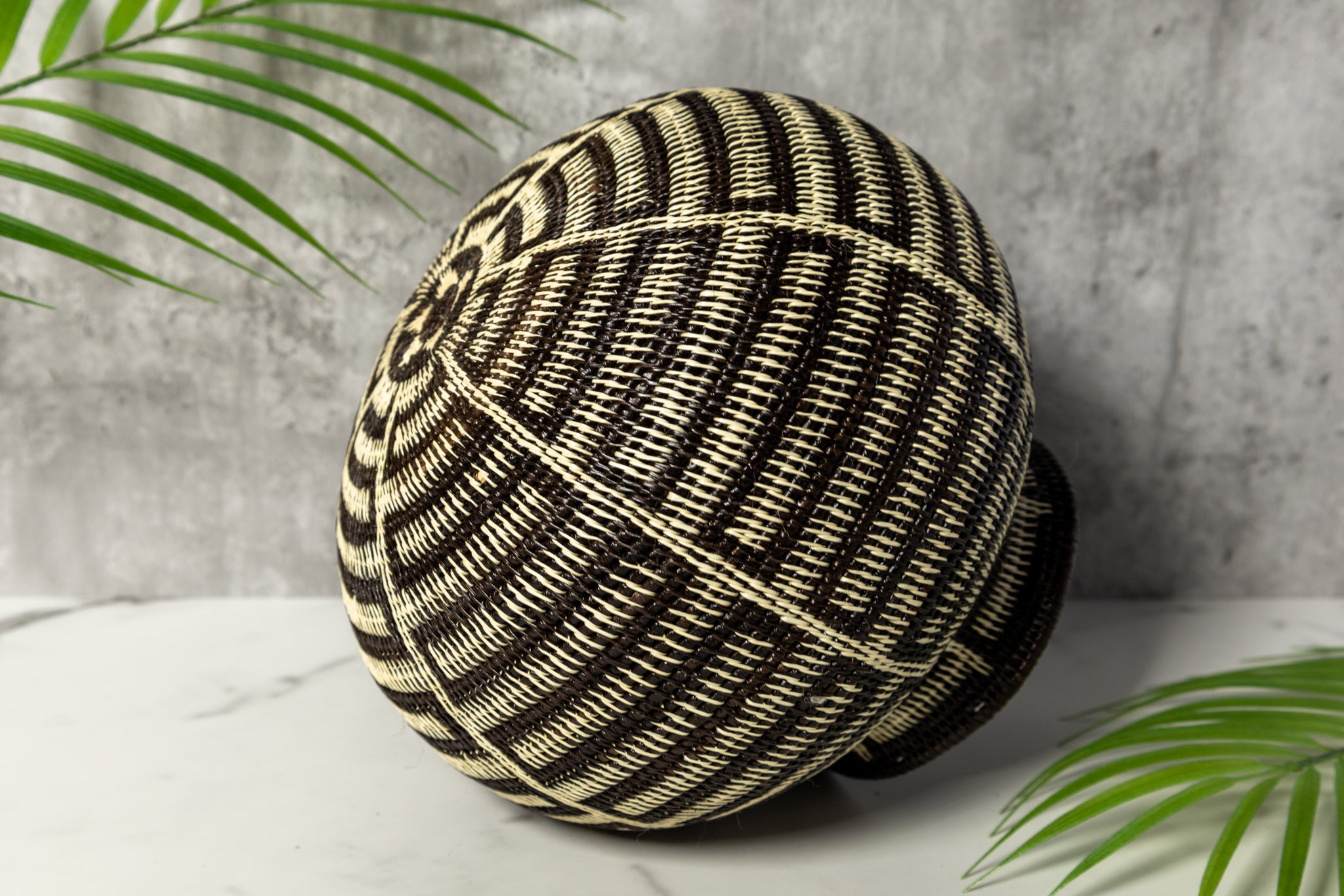 Extraordinary Black And White Woven Basket