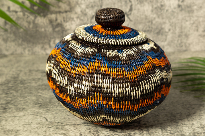 Orange Forest Fusion Woven Basket With Top