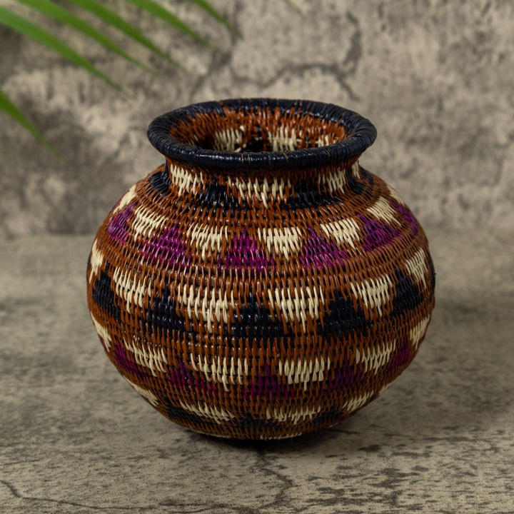Black Brown And White Feathered Design Rainforest Basket