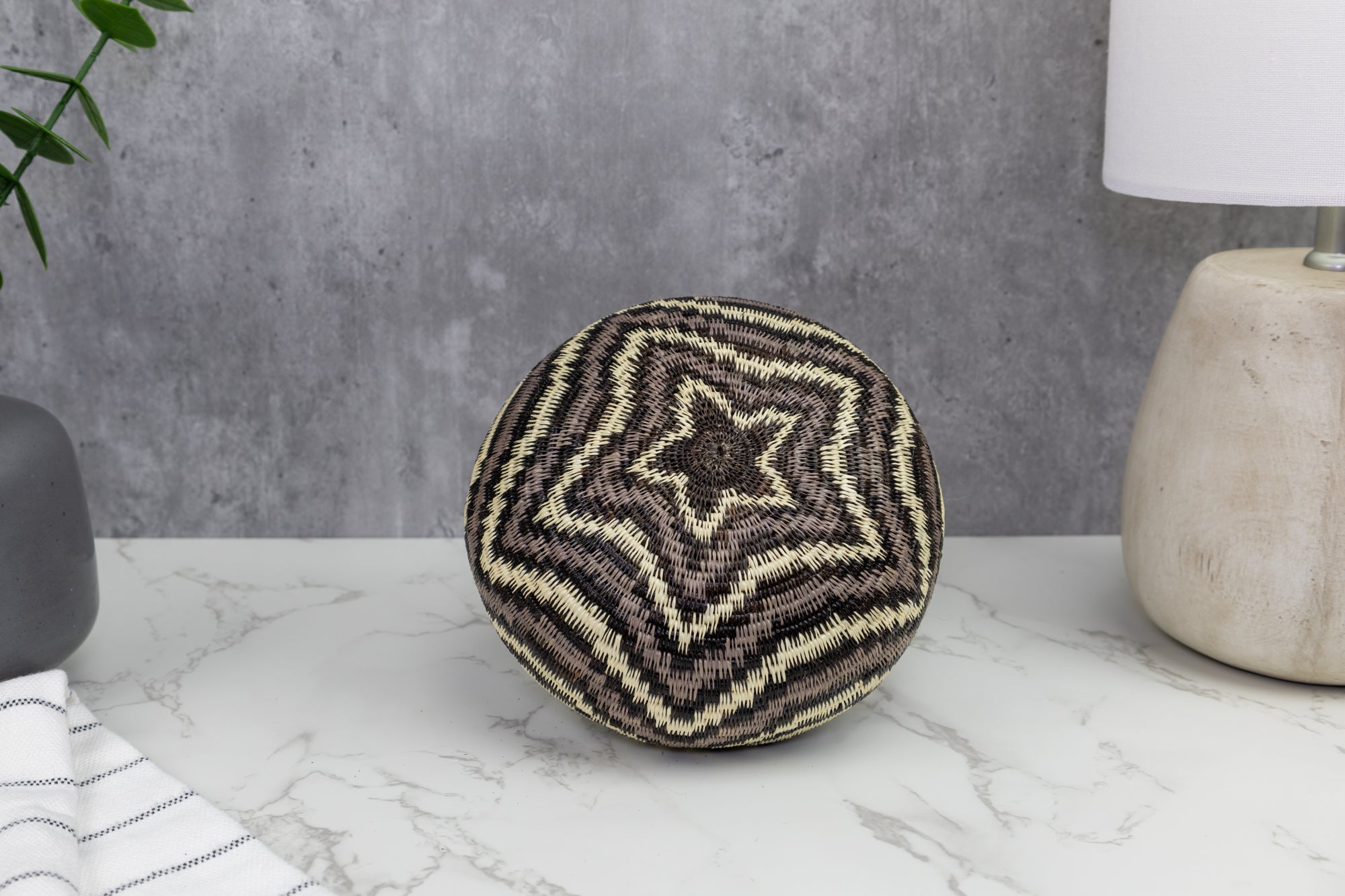 Black White and Gray Woven Basket