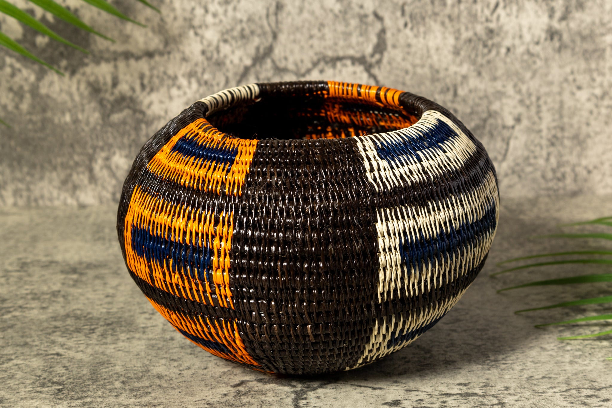 Orange Forest Bliss Woven Basket With Top