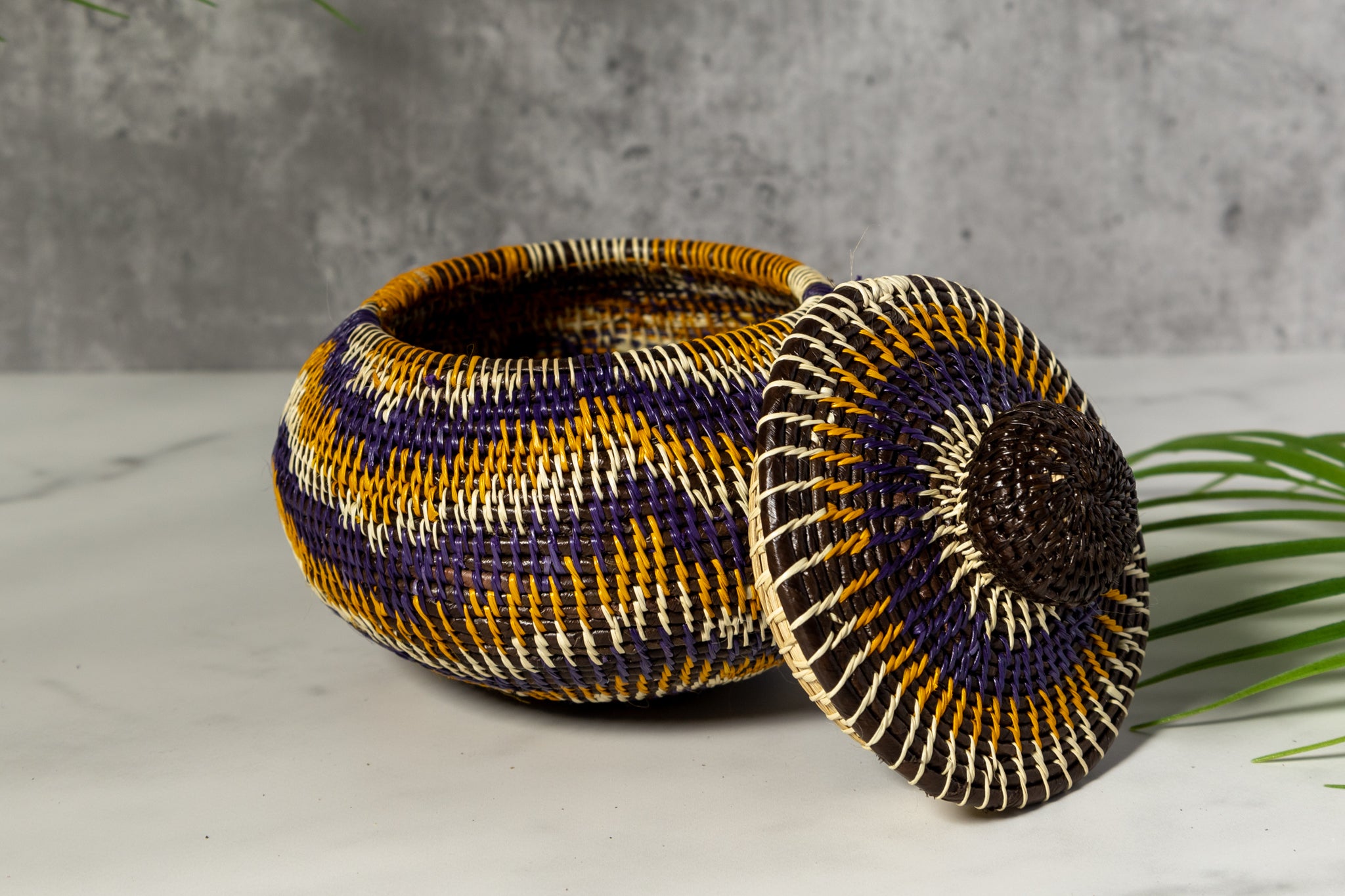 Purple Gold And White Woven Basket