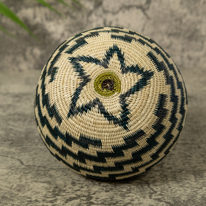 Deep Blue And White Star Step Spiral Rainforest Basket