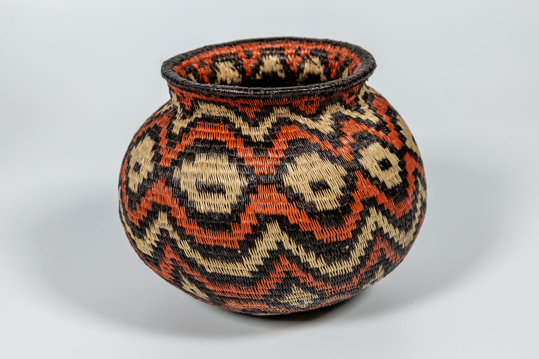 Orange Black And White Angry Waves Woven Basket